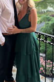 The dress was perfect. Great material and perfect for the wedding I attended. Many compliments on the fit. 6 months pregnant and my belly fit nice in the dress- not too tight or loose. - Lexi F.