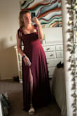 This dress fit me like a glove, I'm so in love!! I'm 5'10 and it was the perfect length with my heels on. They are about 2-3inches tall. Would've gotten one extra star if the shoulder straps were adjustable with the bow like I thought. - Conley K.