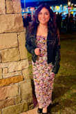 The material is soft and stretchy, and the print is so pretty. I paired it with a leather jacket because the wedding was in the winter and it somehow made sense. Would definitely recommend. - Adele A.