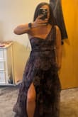 I got this dress as a mother of the bride dress, and I received so many compliments. I work out and am pretty broad around the chest area, and the large fits great. I also liked that it's kind of A-line and not tight fitting below the bust area. - Becky W.