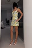 Loved the fit and the colors. The cloth is super thick and I think it is a nice dress for an event during the day in summer. The shoes are Lulus too. - Sunny V.