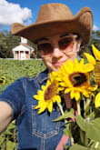 Love this cowgirl hat. Made me feel like I fit right in on the farm. Slightly large for my head size, but you can tighten with the inside cords or an updo like I did. - Katherine L.