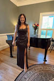 Extremely comfortable and flattering. Slight ruching on the front and the thigh high slit made it super flattering to wear. Was able to wear a regular bra under it, too, which is a plus. Received a ton of compliments! - Amanda D.
