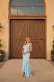 Dress is so pretty, especially if you have blonde hair! And it is a very classy look. The fabric is a little bit thin. Fits any cup size from A to double D! It wrinkles easily, but I would steam and not iron - Addison L.