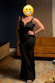I ordered this for an upcoming wedding and I am so excited to wear it. I am curvy athletic and look stumpy in many dresses. This one elongated by body and as just the right mix of elegant and sexy. - Leslie S.