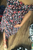 I love this dress!! It is very flattering even for someone as short as me and the length is perfect! I paired it with ANIYAH LIPSTICK RED SUEDE LACE-UP FLAT SANDALS since I loved the red heels shown on the model but wanted something more casual. It is very lightweight and I can't wait to wear it on a nice day this summer! - Dnae D.