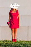 The dress is great material! Being short, I have a hard time finding a dress that fits right without having to be altered. This dress gives you the ability to shorten the straps, which was perfect! - Dawn G.