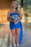 Beautiful blue color on my daughter for homecoming! Because her chest area is smaller, it was a little roomy. We were able to clip it last minute, and it worked out perfectly. She received many compliments on the color and style of the dress. <3 - Amy D.