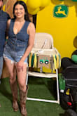 Loved this top! It can be cinched or loosened in the back with the little belt, thick denim. - Bianca R.