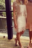This lacy top is beautiful and so flattering on! Paired with the skirt it's the perfect outfit! Showing a little skin to be flirty but not overdone; so classy still! - Emily W.