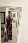 I bought this for my cousin's November wedding! I love how unique the pattern is. Great material quality. The neck tie could use a few more inches for a more comfortable tie, but is still beautiful! Back is a little low, but definitely perfect for a wedding. Just keep in mind that it wouldn't be acceptable for more conservative events! - Cassy S.