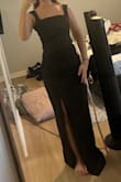 Really loved this dress - fit and length was perfect.  Very flattering and I liked the slit on this dress.  The straps are very far to the sides and fall down easily but overall it is a beautiful dress - Sidnee R.