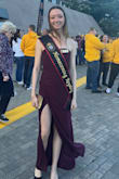 This dress fits so perfectly! I was worried it was going to slip, but it didn't at all! It just barely brushed the ground with no shoes, and was perfect length with heels. Slit is a little high and might open too wide if windy, but can be discreetly safety pinned shut - Samantha F.