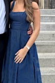I bought this as a backup dress for a black tie wedding in case my rental didn't fit, and I'm so glad I brought this! It is a perfect length for tall girls, and the structure/overlay is so beautiful. The tie in the back allows for tightening as needed, and the straps are adjustable. I got a million compliments! - Emma K.