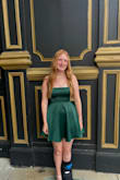 My daughter wore this to her first Homecoming dance, and it looked beautiful! It was just a little loose in the bust, but it wasn't noticeable, and she was still able to wear it. The green was such a stunning color on her, and the crisscross backing was gorgeous! I wish I had a picture of the back of the dress on her. We will definitely order from Lulus again! - Gwen C.