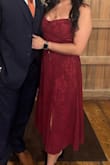 Beautiful dress, and the details are stunning. The straps are adjustable, which is nice, and there is some stretch in the back. The top was slightly tight around my bust area and rib cage, so I could see it being a problem for someone with a big bust. - Celeste D.