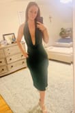 I tried this dress on and I was stunned. I can't imagine what my date will think. Super flattering! Smoke show! The photo doesn't demonstrate the green as well due to my lighting - Mary A.