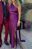 I love the color of this dress. The fit is very nice, but like any other satin dress, it got a run on the fabric the night I wore it for wedding. 
I also had it tailored. - Yanira D.