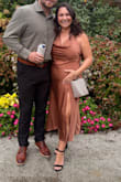 This dress was absolutely perfect! I am 15 weeks pregnant and it fit perfectly with even a little bit of wiggle room up top! I ordered a small. I received so many compliments on this dress! It was extremely comfortable and I felt so pretty and confident in it! - Clair M.