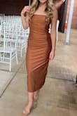 Super comfortable dress! The fabric was great and had a pretty shimmer. I had to size down from my normal size to get a tight fit. - Bailey W.