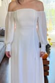 I tried about 10 different dresses from Lulus, and this is the one I ended up going with. This is a perfect style for a beach elopement! The fabrics are great, but you might want shape wear since it's pretty sheer. I am relatively athletic, so I don't have much body fat on my top half. I am choosing to wear nipple petals only. I think some people might prefer shape wear if you carry more weight in your tummy - you can tell in my photo how sheer it is. I'm a true pear shape, and I love this because it hits just right to cover my booty. SO excited to wear this for our wedding in November! It is long, so I had to get it hemmed, but that's a normal thing for me since I'm short. - AJ J.