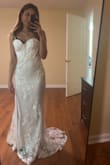 I'm 5'3 and 120lbs. I got a size XS and it fits perfectly, and the straps are adjustable. The only thing that's a little big is the bust size, but I figured that can be an easy fix with a bra with more padding and adjusting the straps. I love the dress and can't wait to wear it for my small wedding event! - Kaycee A.