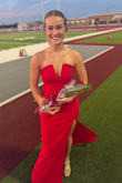This dress was a show stopper for my daughter's homecoming court dress! It fit perfect and needed no alterations. We received lots of compliments! - Bridget S.