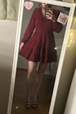 This dress is so cute! I bought it for christmas, and I'm so excited to wear it. It fits perfectly and is not too long or too short. Perfect length and everything, very warm as well! I usually wear a size small, but I got an XS and it fits perfect! I'd recommend going 1 size down. - Bella S.