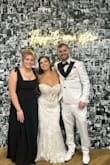 I loved the dress, but the zipper broke literally minutes after I put it on, right before the wedding, and we had to do an unexpected alteration to it. We got a piece of a cheese cloth off one of the tables, cut it into a bow, and safety pinned it onto the dress just to make it through the night.. I added a picture of my brother hugging me so you could see how we altered the back of the dress! - Stacie H.