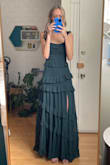 The straps are long and I will need to get them altered, but other than that, obsessed with this dress! Loved all the colors and couldn't decide, so ordered the dark blue and dark green, going to keep the blue. I'm a 30G, so I have a hard time finding dresses that work for me, as I need support, so this one is perfect because I can wear a normal bra with it! Excited to wear this to a November wedding. - Lindsay C.