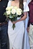 It's a very pretty dress, a little see through but overall good quality and also stretchy material. I'm usually a medium but went down to a small. - Irene R.