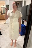 This is a great casual dress! I like that it's fully lined; you can never quite tell with the beige/cream colored things when ordering online. This color does have more of the natural fabric-type look with some variation in the threads; don't expect it to be all one color. Very comfortable and a very flattering cut on most shapes. Highly recommend! - Emma V.
