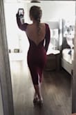 This dress is so gorgeous! I got so many compliments on it. The fabric is super flattering and it stays in place. It is think enough that you don't need a bra but still very comfortable. Best dress I have ever bought- especially under $50! - Maura D.