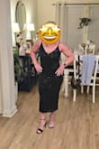 Not only does this dress look great, but it is also so comfortable because of how great the stretch is! The sequin lines are so flattering and even on my 5'2" frame, the length of this dress is so cute. I cannot wait to wear it to my event. - Rosie T.