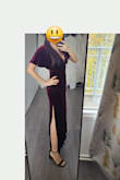 This dress is fantastic, thick enough for cold-weather events. The V-cut is a little deep, but so beautiful and soft! - Bruna F.