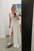 This dress is perfect. The quality is amazing and it comes with a dress bag to store it in. I am a medium in other Lulus dresses, and the medium fit perfect. I will say, the bodysuit underneath is a little too cheeky for me, but I will just wear nude boy shorts underneath to fix that :). - Eva Q.
