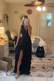 So cute, the material is high-quality and looks expensive. So flattering on and I love the back. Dress is definitely long for shorter people, will need to get it hemmed. If you are short, though, the slit doesn't go up as high, which is a plus! - Chloe S.