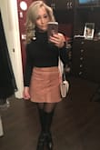 I had this skirt taken in a little in the waist because I had to have it. Such a pretty color, and the suede was perfect for winter. Went perfectly with a long sleeve crop and boots. Wore it for a night out on the town! - Melissa B.
