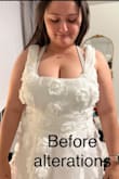 I was disappointed with the sizing. I originally ordered a different dress that fit perfectly in the waist but was too small in the bust, so I returned it and tried this one instead. Unfortunately, this one fit perfectly in the waist but was far too large in the bust. Thankfully, my seamstress friend was able to make last-minute alterations and add a panel in the back since the deep V stopped at an awkward point. Once altered, it looked beautiful, but for the price and hassle, I don't think I'll be ordering from Lulus again. - Alex B.