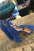 I needed a versatile shoe to take on a trip with me. Though blue doesn't seem like it would be versatile, it's just what I needed! I am always between an 8/8.5, I went with an 8.5 because I find this brand runs a teeny bit small. They fit perfect! They are comfortable enough that I'm not worried about being in them all night and the heel is nice and chunky. Very happy with these! - Amanda C.