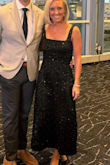 Loved this dress. The sequins are not overly dramatic, more subtle than expected. Fit was snug but I liked it that way. I could have worn without a bra and had more breathing room. Straps were a tiny bit big but an easy fix with alterations. I got a lot of compliments. Fabric was a bit scratchy but not unbearable. - Sara H.