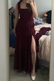 The dress is beautiful!! I loved the color and the fit, and I got lots of compliments all night! The straps were a little too long for me and would slide down, but I was easily able to solve the problem with some dress tape. I wore it to my graduate school formal, and I plan to wear it to a friend's wedding next fall. - Vilma D.