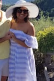 I LOVE this dress! It's slimming, my legs look great, and it looks amazing on my skin tone (medium-deep). The material does appear to wrinkle easy and I wish there was an extra slip or something...the buttons come undone easily and if you're wearing nothing under the dress, it can be pretty scandalous. I noticed a small hole in the armpit area, but I got engaged in this dress and loved it in pictures, aside from a few wrinkles! - Kayla M.