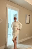 This dress is amazing! The material is so soft, thick but lightweight. Love the slit on the sides. Even for us short women, this dress is very flattering! I sized down and am glad I did. There is stretch so any bigger would have been too loose. - Brittany K.
