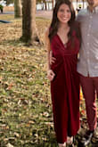 This dress was perfect for a fall wedding. It was a bit long on me since I'm pretty petite, but fit perfectly after some hemming and taking up the shoulders. Tape held everything in place all evening. So soft and flattering, highly recommend! - Marissa K.