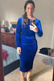 Absolutely loved this dress! The sleeves ran a little long for me and I probably could have sized down, but I just rolled them underneath! The dress is gorgeous- I wore it for an outside New England outdoor wedding, and it was perfect! Got so many compliments and cannot wait for another event to wear it! - Emily S.