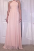 This dress was a little see through in the back and was a little long. I took up the straps and wore super high heels and that worked. It is also more peach than pink. My first picture of it hanging on the door is the actual color of the dress in person. But this dress is super comfortable super light and easy to dance in. I would recommend this dress to anyone! - Monica V.