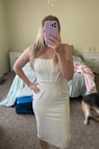 My first purchase from lulus and I love this dress so much. Purchased for my honeymoon cruise. Fits true to size. So simple, but so cute. I do recommend cakes/nipple covers. - Aleah S.