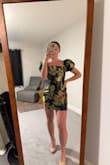 This is my new favorite dress. I always wear a small so I ordered a small and it fits perfectly. It's a nice zipper. It is pretty short depending on your booty and hips and I'm relatively thicker so take that into consideration. I'm obsessed though and it's perfect for a wedding or fancy event! - Mary S.