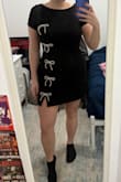 Love this dress! It definitely is a tighter fit dress, but I feel like most of Lulus dresses fit that way. It hugs you just the right way. I would size up if you want the dress to fit more 'loose fit' like depicted on the model. It is on the shorter side, sitting mid-thigh. I ordered both a small and a medium, and both dresses fit me fine. However, I ended up with medium because it just felt more comfortable on. I am wearing the medium in the photo. - Emily H.